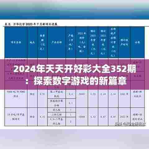2024年天天开好彩大全352期:探索数字游戏的新篇章