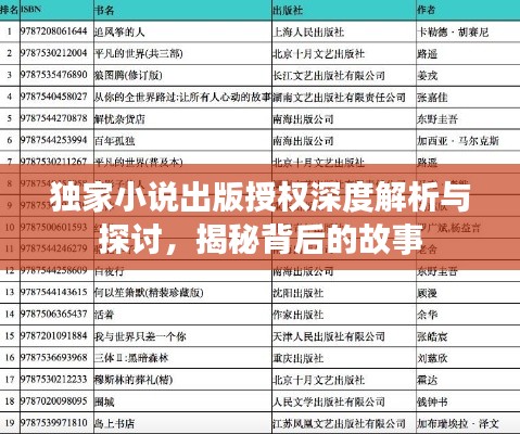 独家小说出版授权深度解析与探讨,揭秘背后的故事