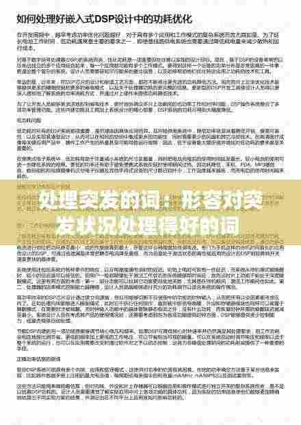 处理突发的词:形容对突发状况处理得好的词