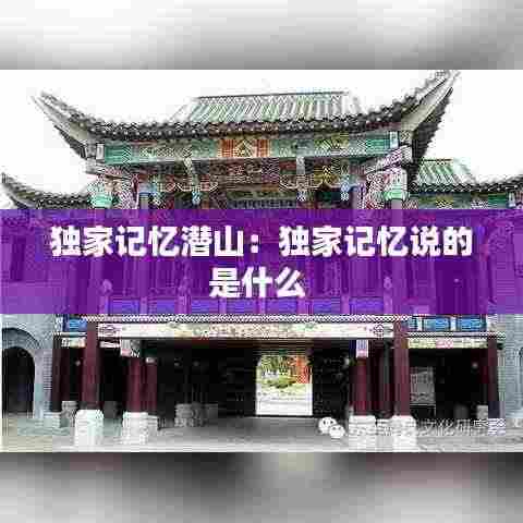 独家记忆潜山:独家记忆说的是什么