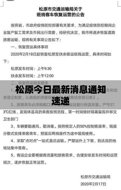 松原今日最新消息通知速递