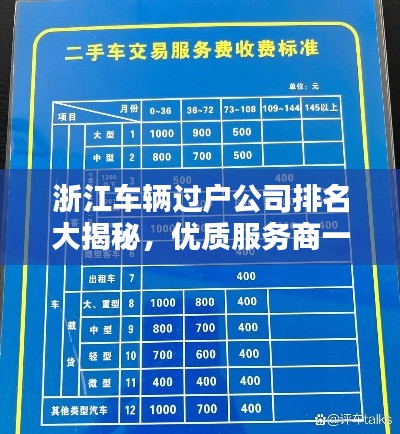 浙江车辆过户公司排名大揭秘，优质服务商一览无余！