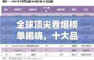 全球顶尖卷烟榜单揭晓,十大品牌烟草排名一网打尽