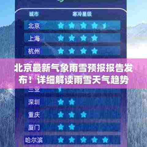 北京最新气象雨雪预报报告发布!详细解读雨雪天气趋势