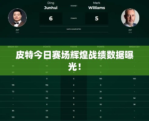 皮特今日赛场辉煌战绩数据曝光！